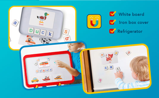 wooden ABC magnets with flash cards