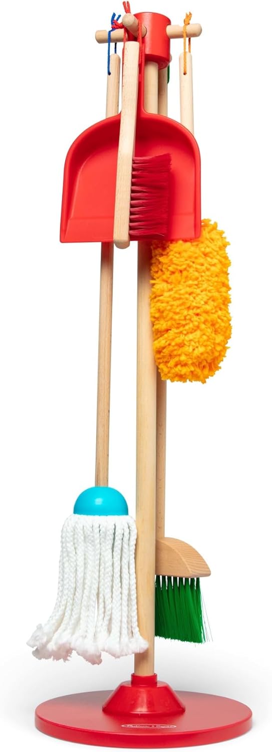 Toddler Cleaning Toy Set – 6-Piece Pretend Broom, Mop & Duster Play Kit for Kids Ages 3+
