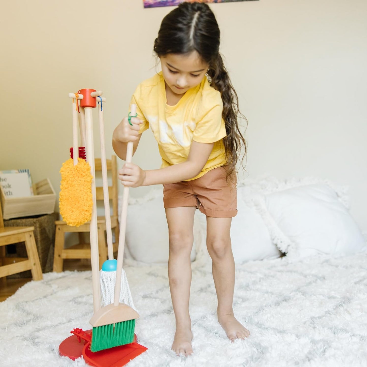 Toddler Cleaning Toy Set – 6-Piece Pretend Broom, Mop & Duster Play Kit for Kids Ages 3+