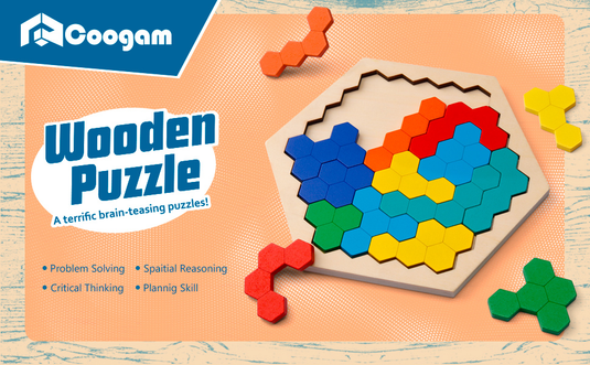STEM brain teaser toy with tangram pieces