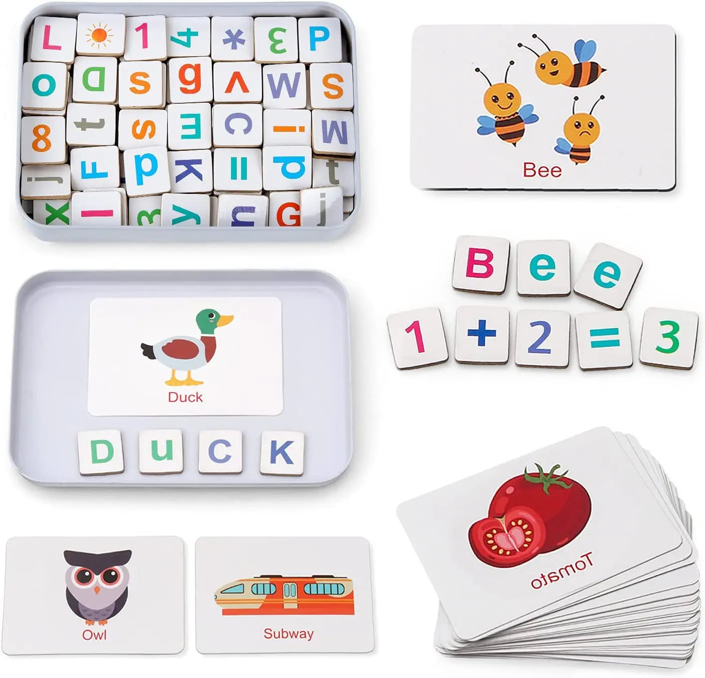 Magnetic Alphabet Letters Toy - Wooden ABC & Numbers Set with Flash Cards (Ages 3+)