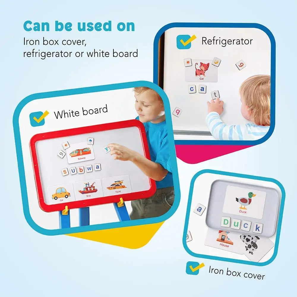 Magnetic Alphabet Letters Toy - Wooden ABC & Numbers Set with Flash Cards (Ages 3+)