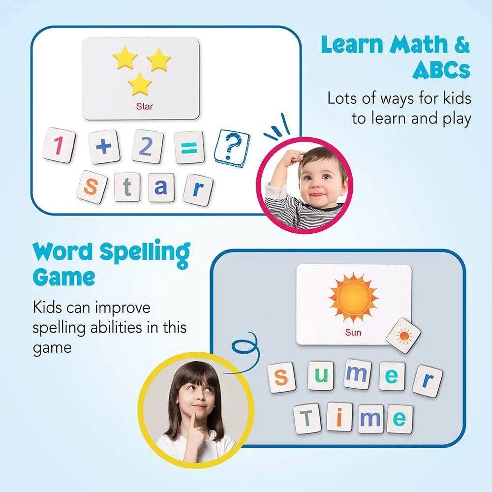Magnetic Alphabet Letters Toy - Wooden ABC & Numbers Set with Flash Cards (Ages 3+)