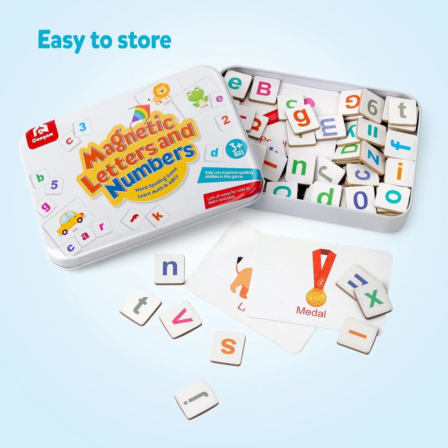 Magnetic Alphabet Letters Toy - Wooden ABC & Numbers Set with Flash Cards (Ages 3+)