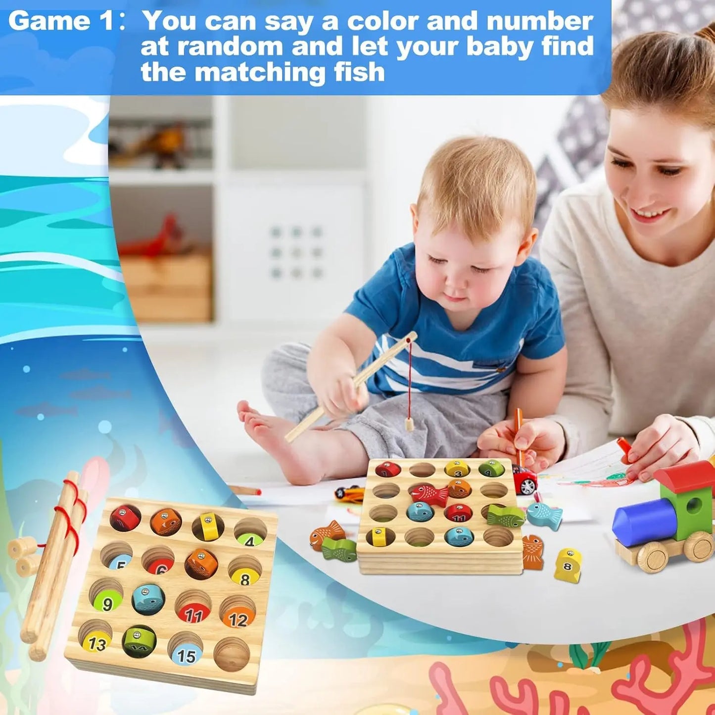 Magnetic Fishing Game for Toddlers - Wooden Montessori Toy (Ages 1-5)