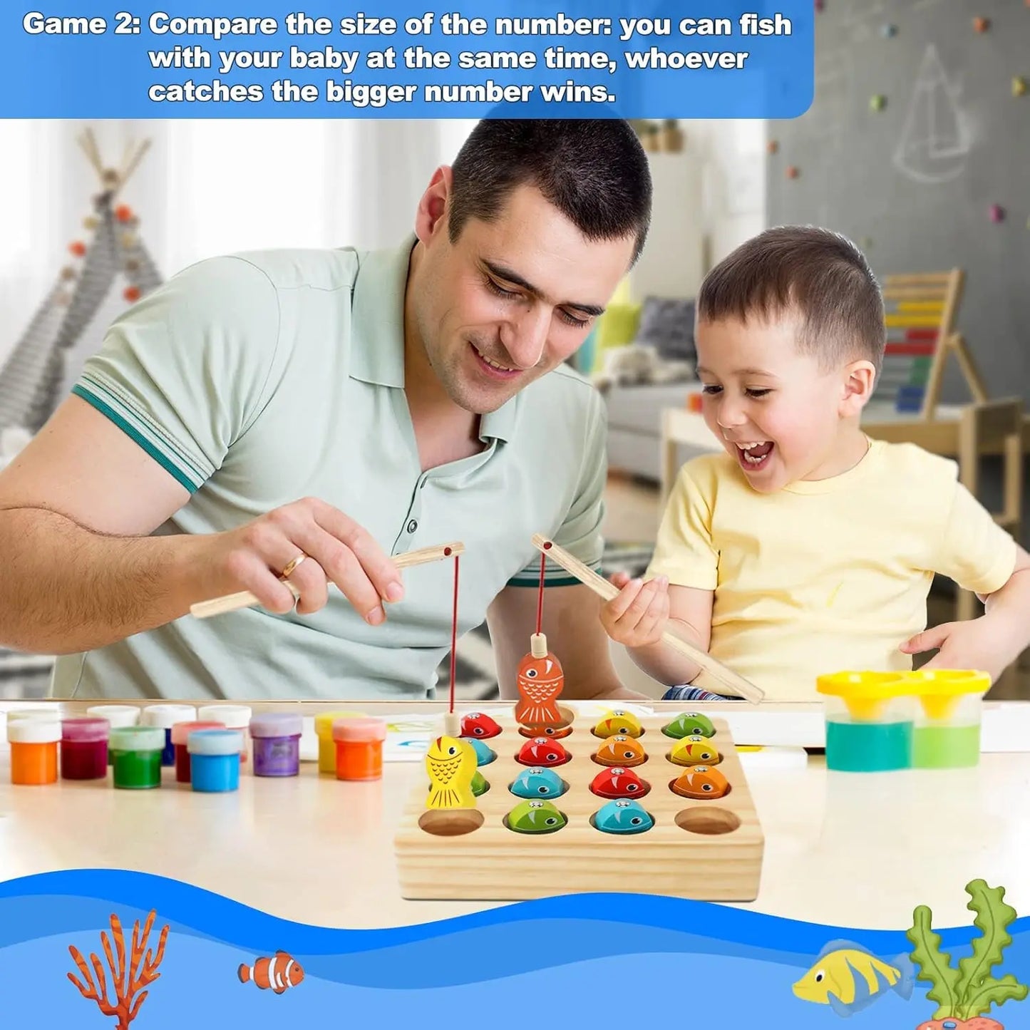Magnetic Fishing Game for Toddlers - Wooden Montessori Toy (Ages 1-5)