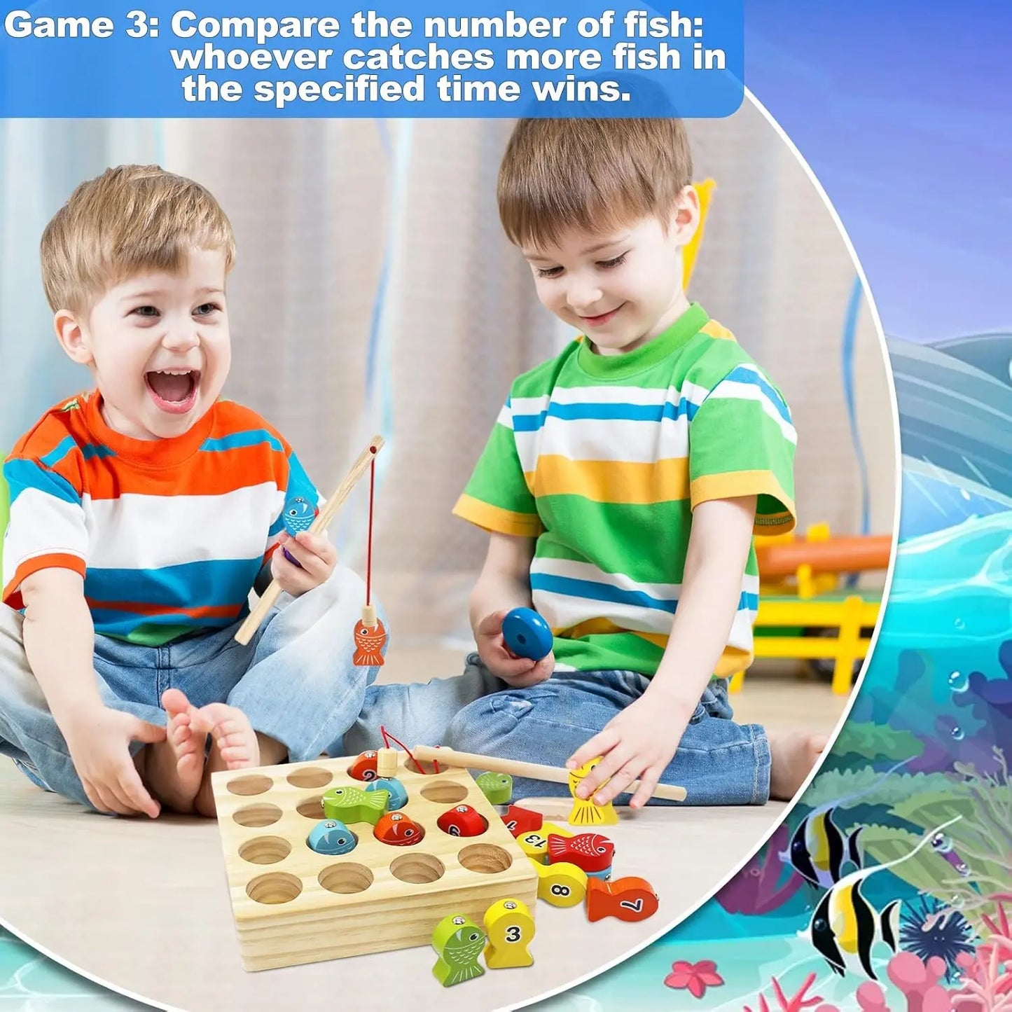 Magnetic Fishing Game for Toddlers - Wooden Montessori Toy (Ages 1-5)