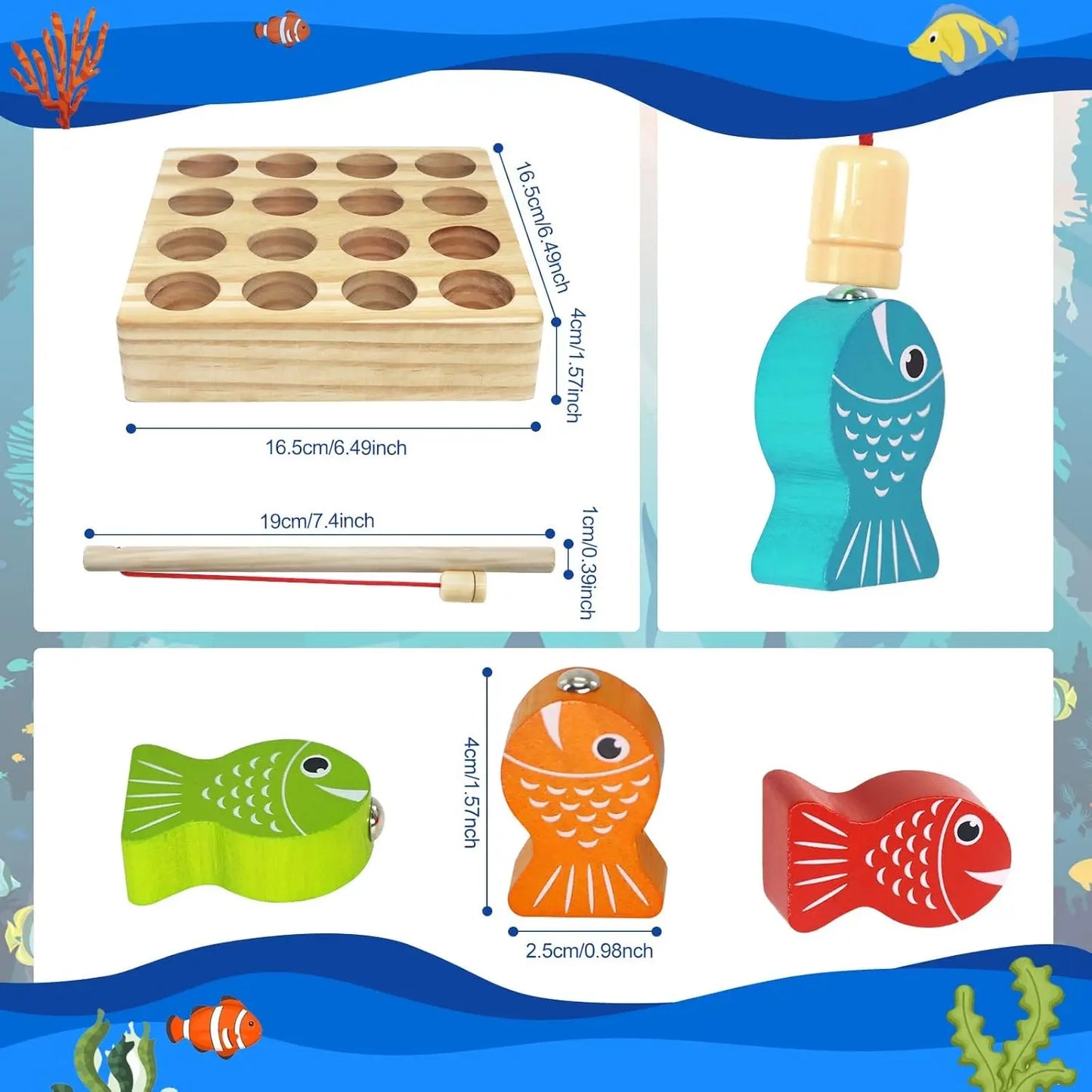 Magnetic Fishing Game for Toddlers - Wooden Montessori Toy (Ages 1-5)