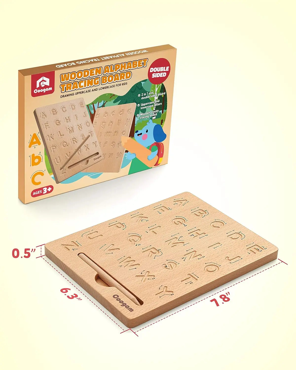 Montessori Alphabet Tracing Board - Double-Sided Wooden ABC Learning Toy (Ages 3-5) Akili Kidz