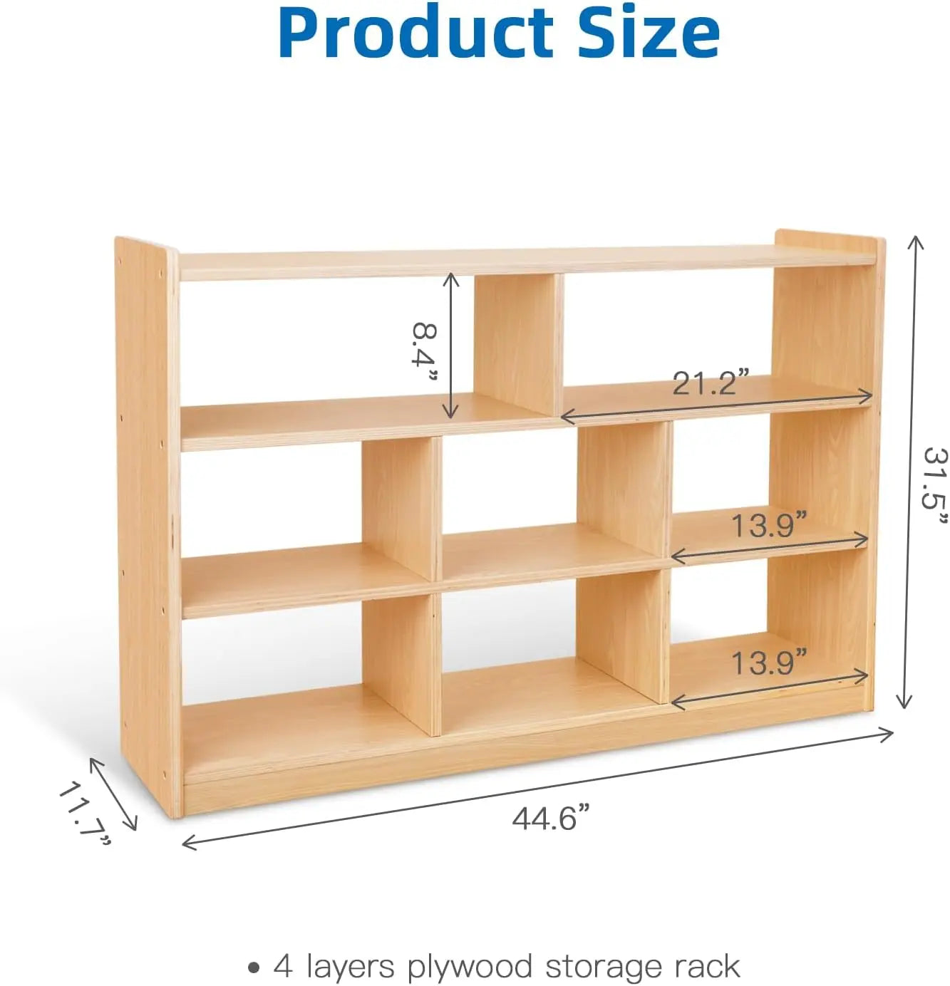 Montessori Bookshelf for Kids - 8-Section Wood Storage Cabinet (Toy Organizer & Book Display)