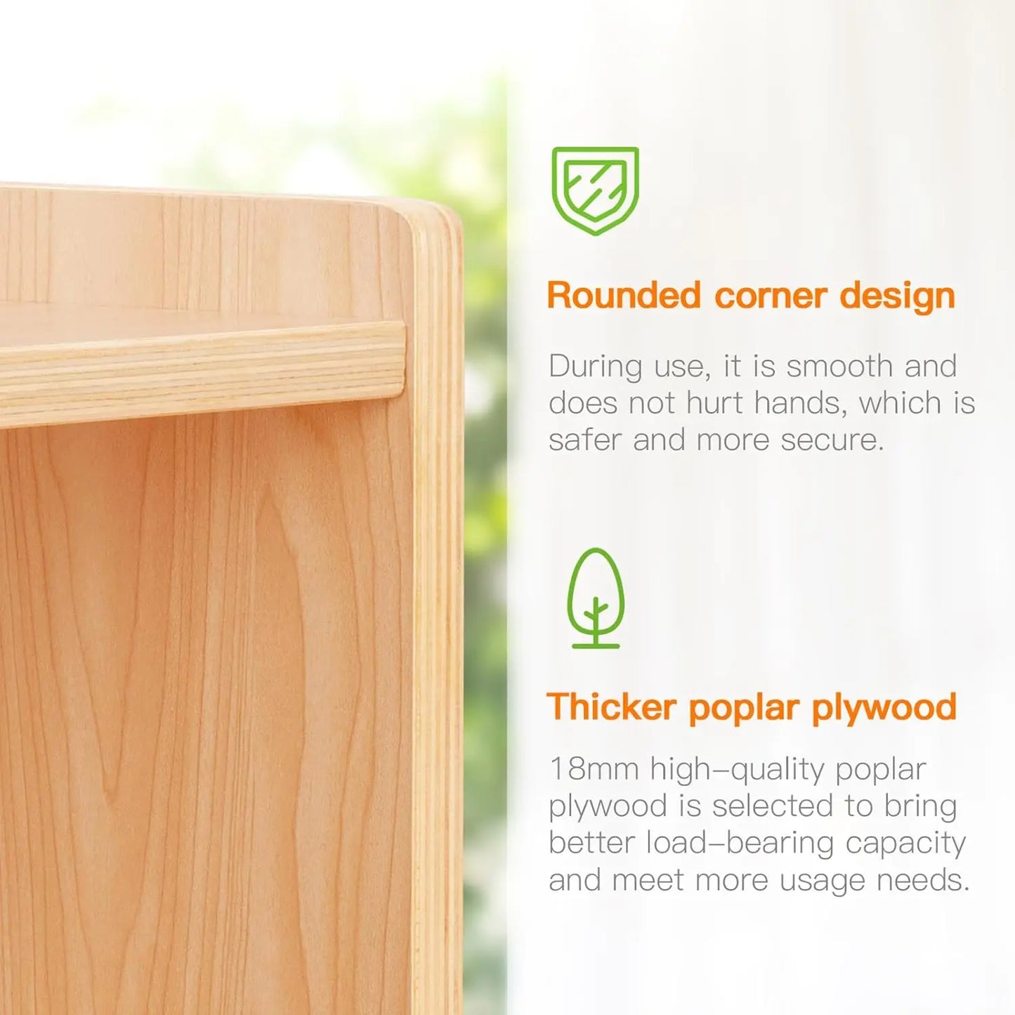 Montessori Bookshelf for Kids - 8-Section Wood Storage Cabinet (Toy Organizer & Book Display)