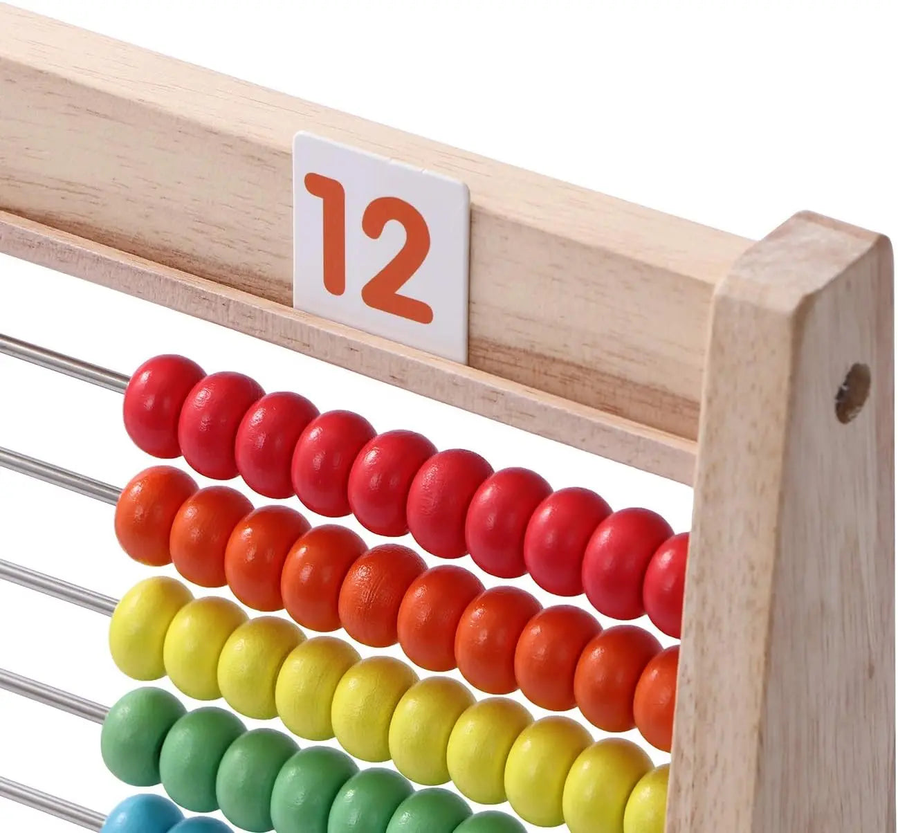 Montessori Math Abacus for Kids - Wooden Counting Toy with Clock (Ages 5-8) lzoaveus