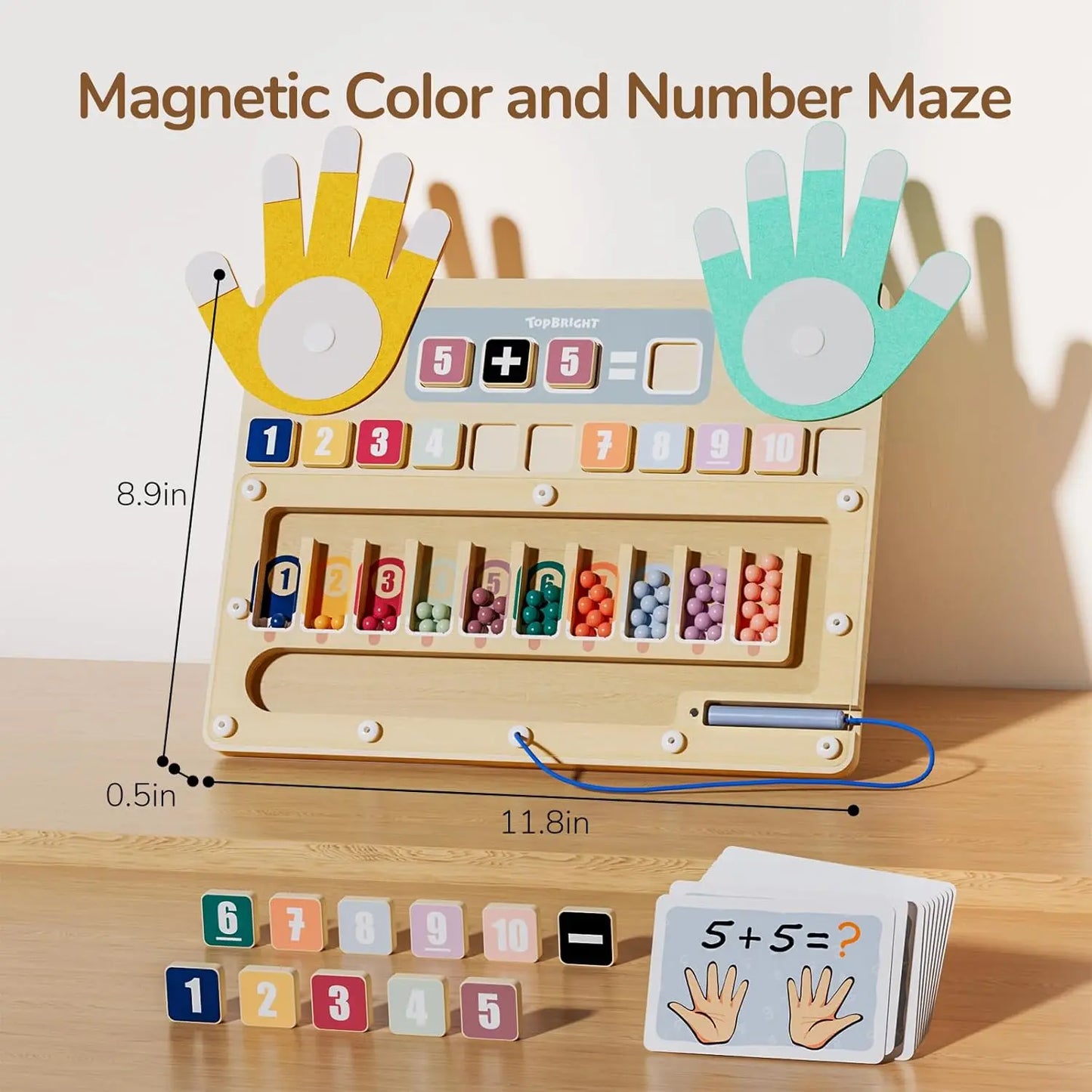 Montessori Math Counting Toy - Magnetic Number Maze for Kids 3+ (TOP BRIGHT)