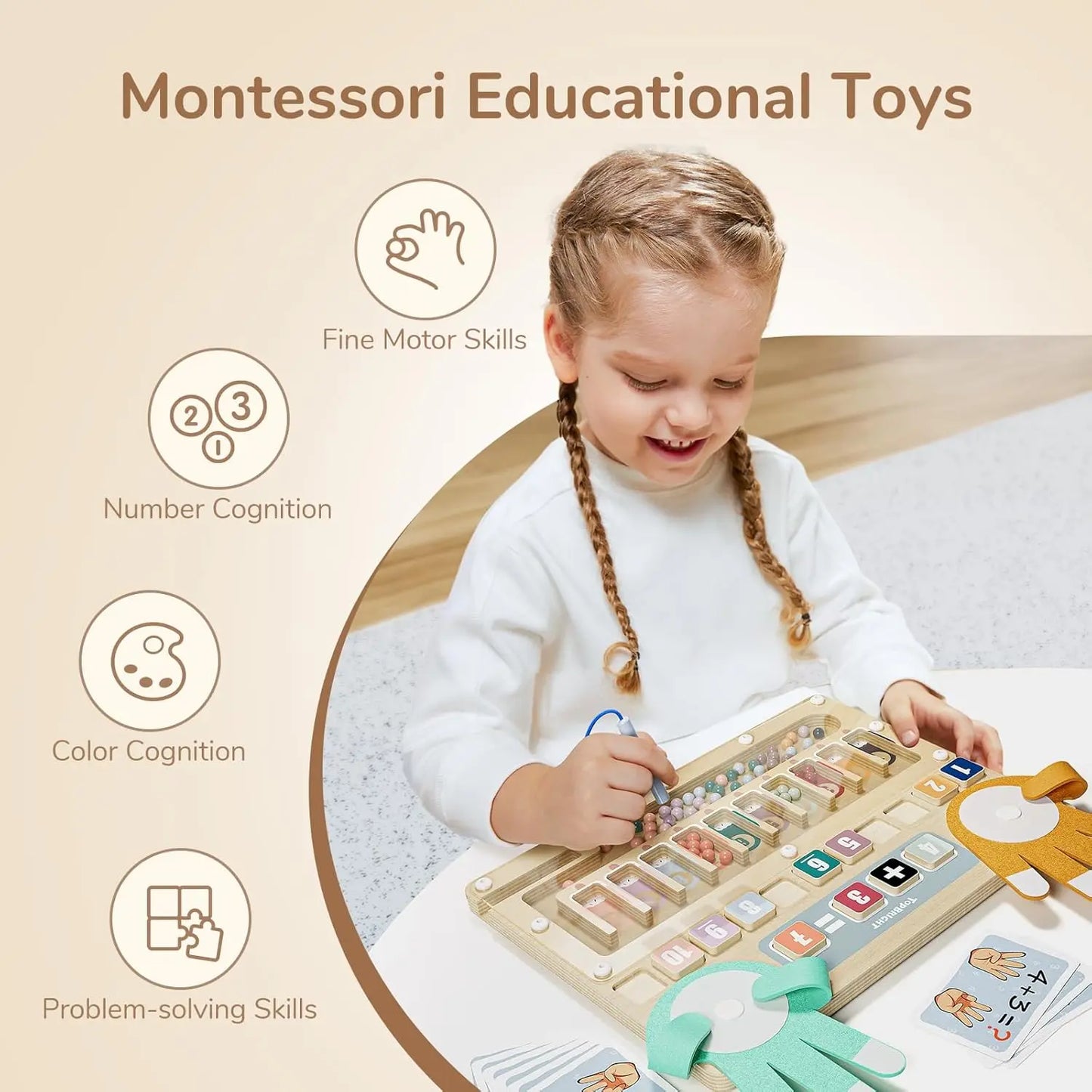Montessori Math Counting Toy - Magnetic Number Maze for Kids 3+ (TOP BRIGHT)