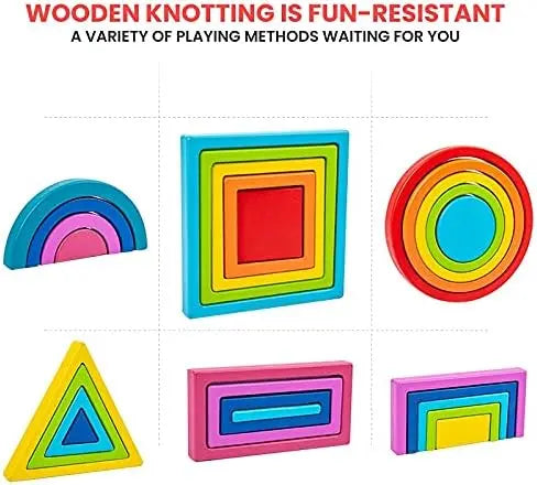 Montessori rainbow stacking toy for 1-3 year olds