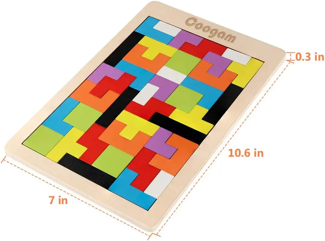 Wooden Brain Teasers Toy - 40PCS Tangram Puzzle Blocks (STEM Educational Gift for Kids) Coogam