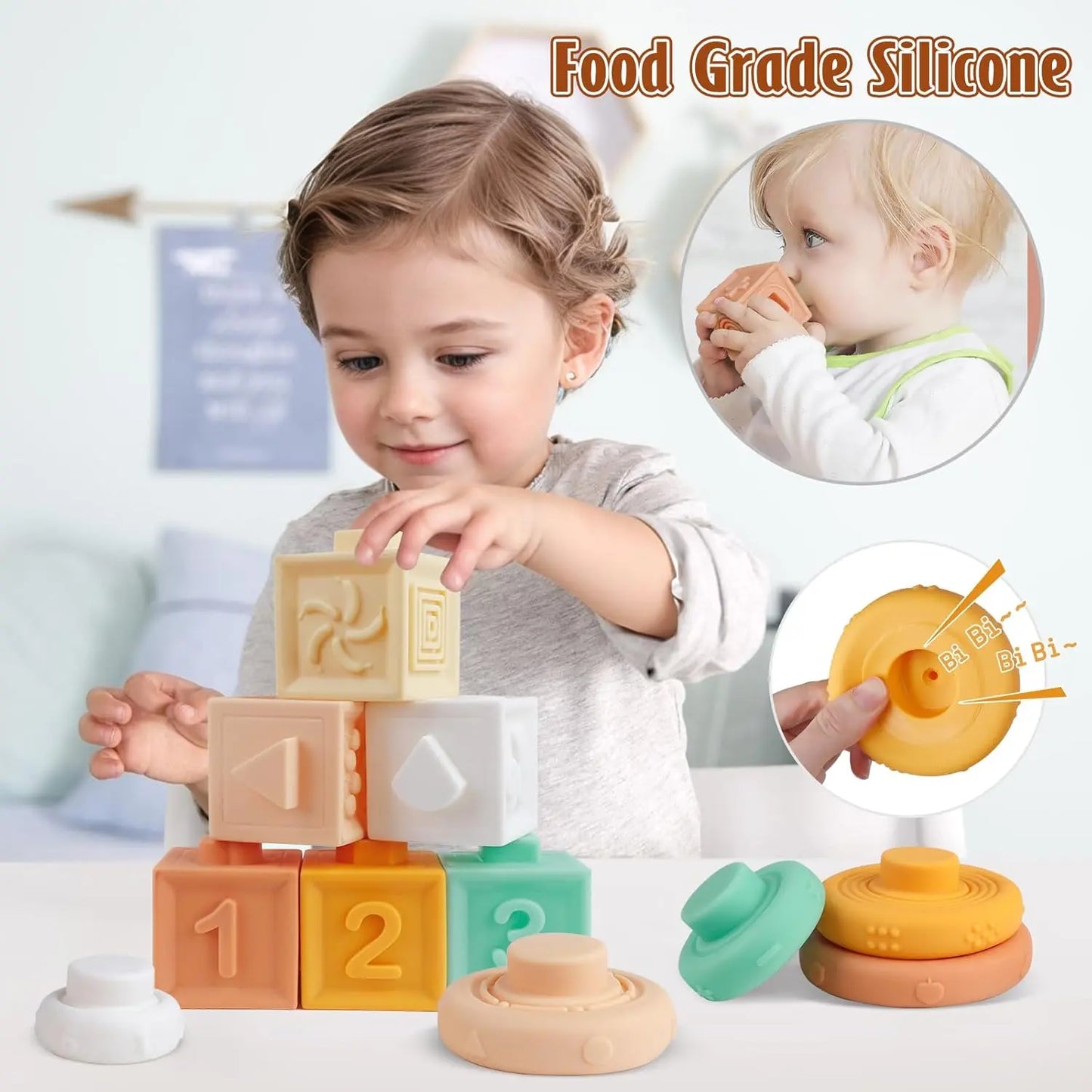 Wooden Musical Toys for Toddlers 1-3 – Montessori Percussion Set (Neutral Colors)