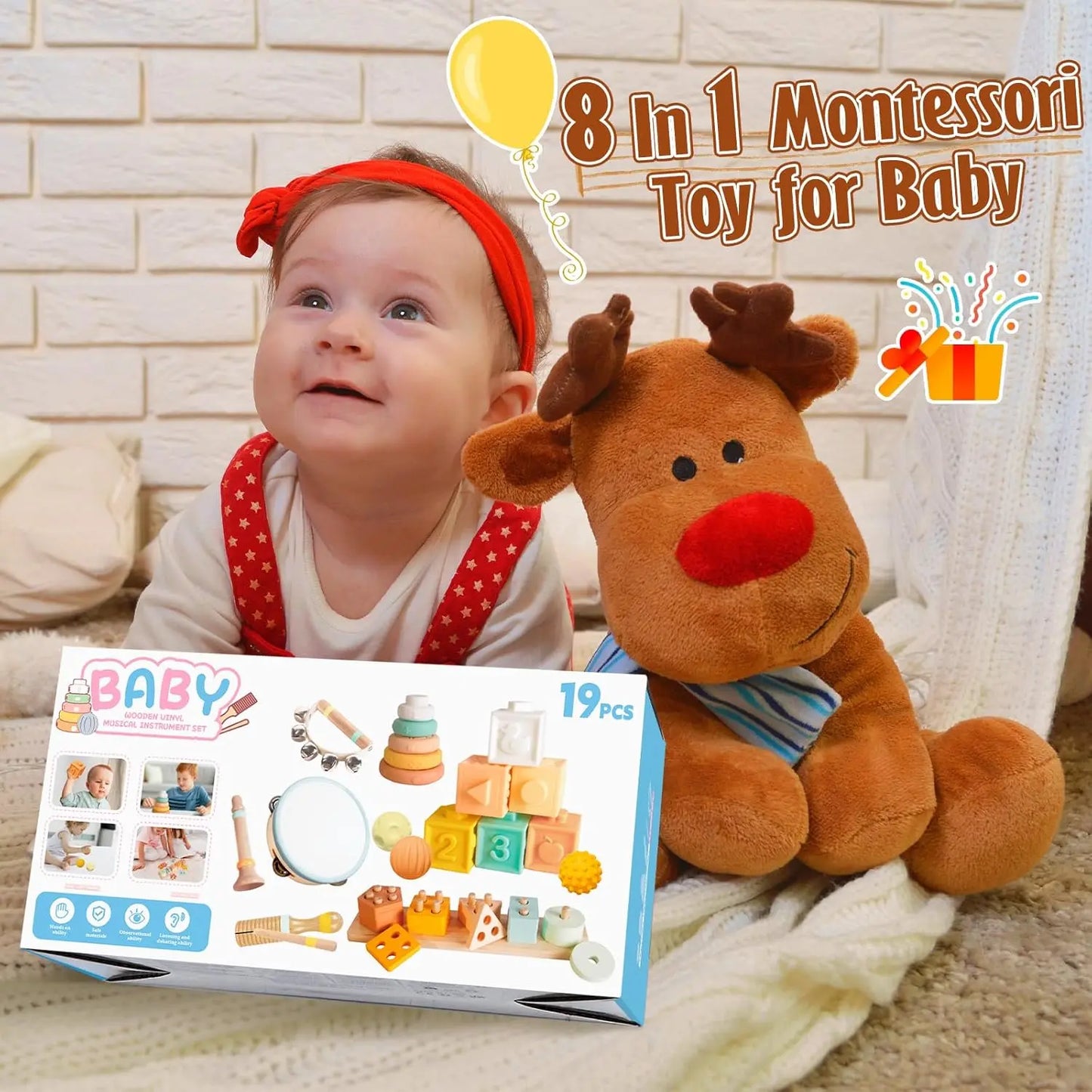 Wooden Musical Toys for Toddlers 1-3 – Montessori Percussion Set (Neutral Colors)