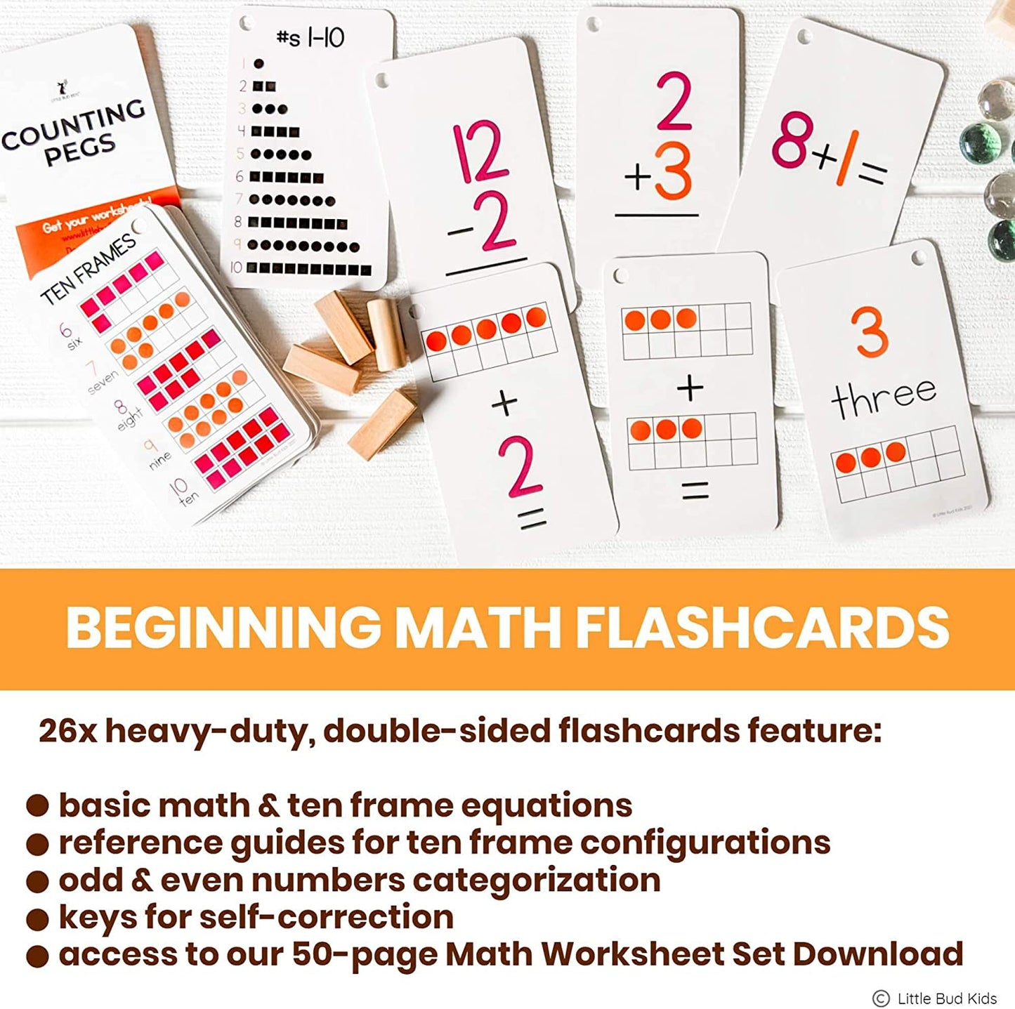 Fun Addition & Subtraction Flash Cards for Toddler Learning & Kindergarten Montessori Play