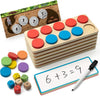 Wooden Ten-Frame Set Math Manipulatives for Kindergarten Elementary 1St 2Nd Grade Homeschooling, Addition and Subtraction Montessori Math Games for Chirldren, Counters Toys for Kids Ages 3-8