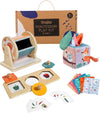 Baby Toys 6-12 Months - 3-in-1 Montessori Play Kit (Spinning Drum + Tissue Box + Puzzle)