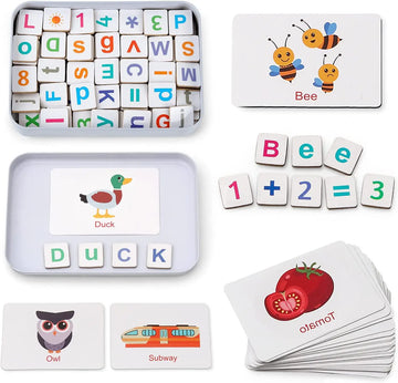 Magnetic Alphabet Letters Toy - Wooden ABC & Numbers Set with Flash Cards (Ages 3+)