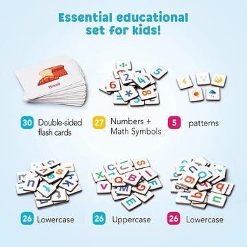 Magnetic Alphabet Letters Toy - Wooden ABC & Numbers Set with Flash Cards (Ages 3+)