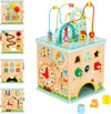 Montessori Activity Center for Babies - 5-in-1 Sensory Play Cube with Bead Maze & Shape Sorter