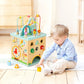 Montessori Activity Center for Babies - 5-in-1 Sensory Play Cube with Bead Maze & Shape Sorter