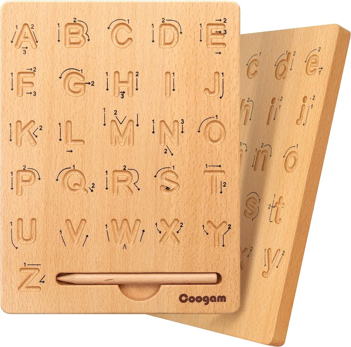 Montessori Alphabet Tracing Board - Double-Sided Wooden ABC Learning Toy (Ages 3-5) Akili Kidz