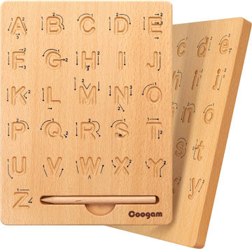 Montessori Alphabet Tracing Board - Double-Sided Wooden ABC Learning Toy (Ages 3-5) Akili Kidz