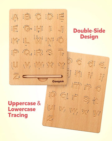 Montessori Alphabet Tracing Board - Double-Sided Wooden ABC Learning Toy (Ages 3-5) Akili Kidz