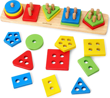 Montessori Sorting Stacking Toys - Shape & Color Matching Puzzle (1-3 Years)