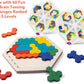 Wooden Hexagon Puzzle Game - Tangram Brain Teaser for Kids & Adults (STEM Educational Toy) Coogam