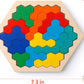 Wooden Hexagon Puzzle Game - Tangram Brain Teaser for Kids & Adults (STEM Educational Toy) Coogam