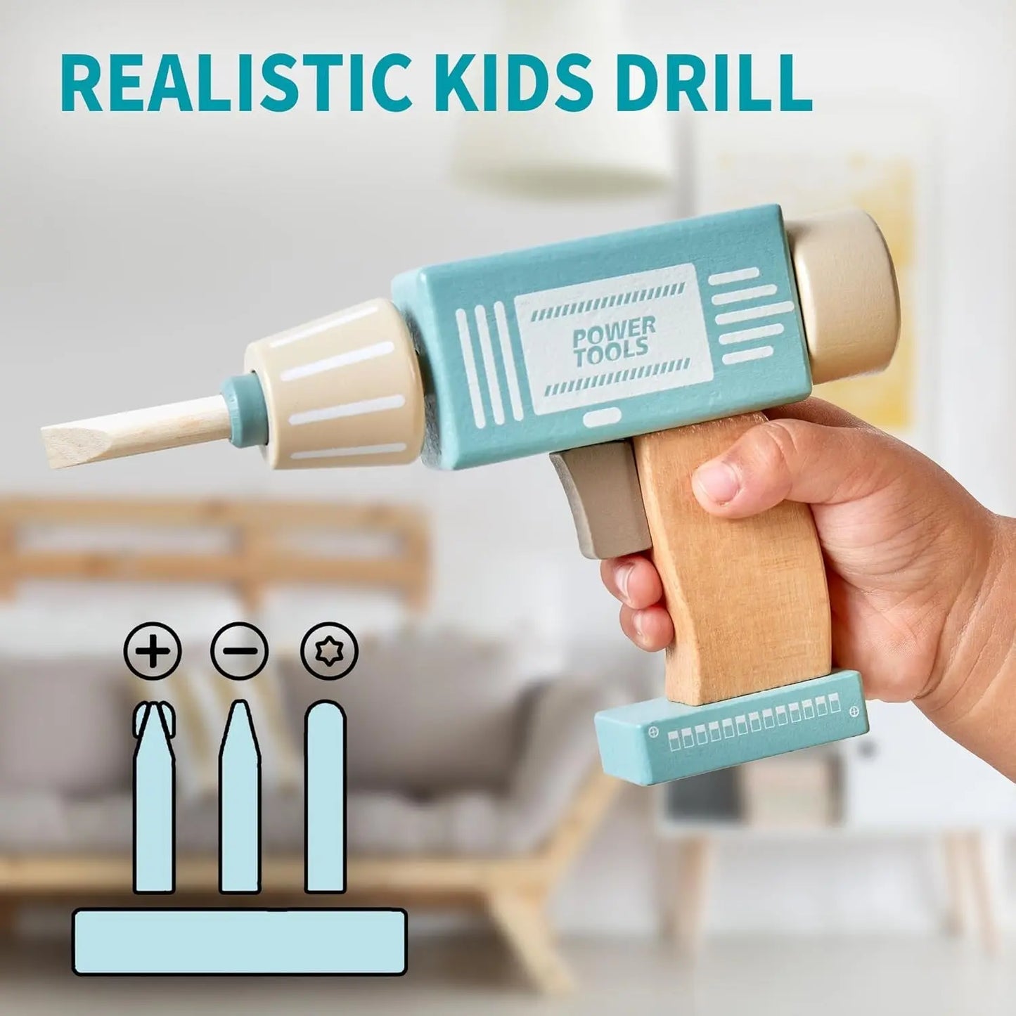 Wooden Tool Bench for Toddlers - Complete Pretend Play Set with Tool Belt (Ages 3-5)