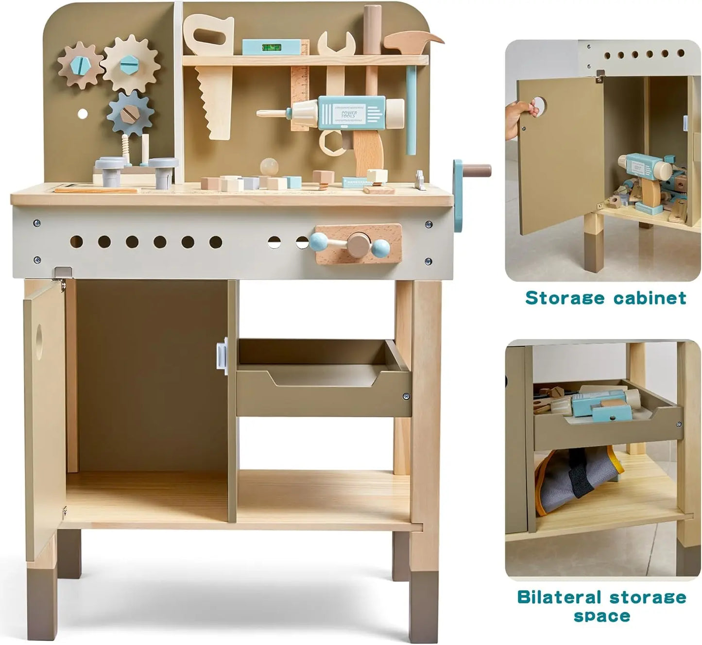Wooden Tool Set for Kids - Complete Workbench with Realistic Tools & Apron (Ages 3-9)