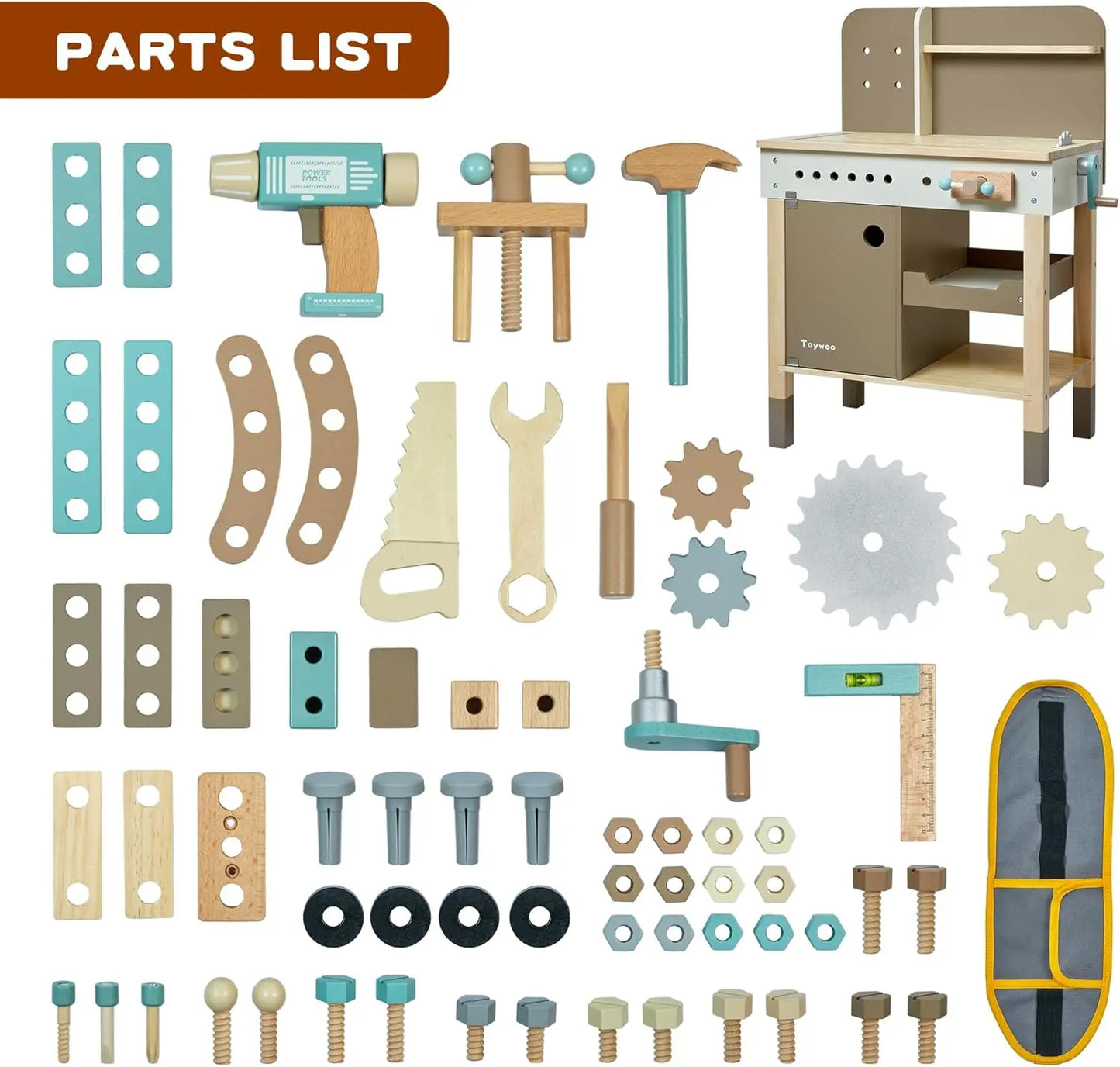 Wooden Tool Set for Kids - Complete Workbench with Realistic Tools & Apron (Ages 3-9)